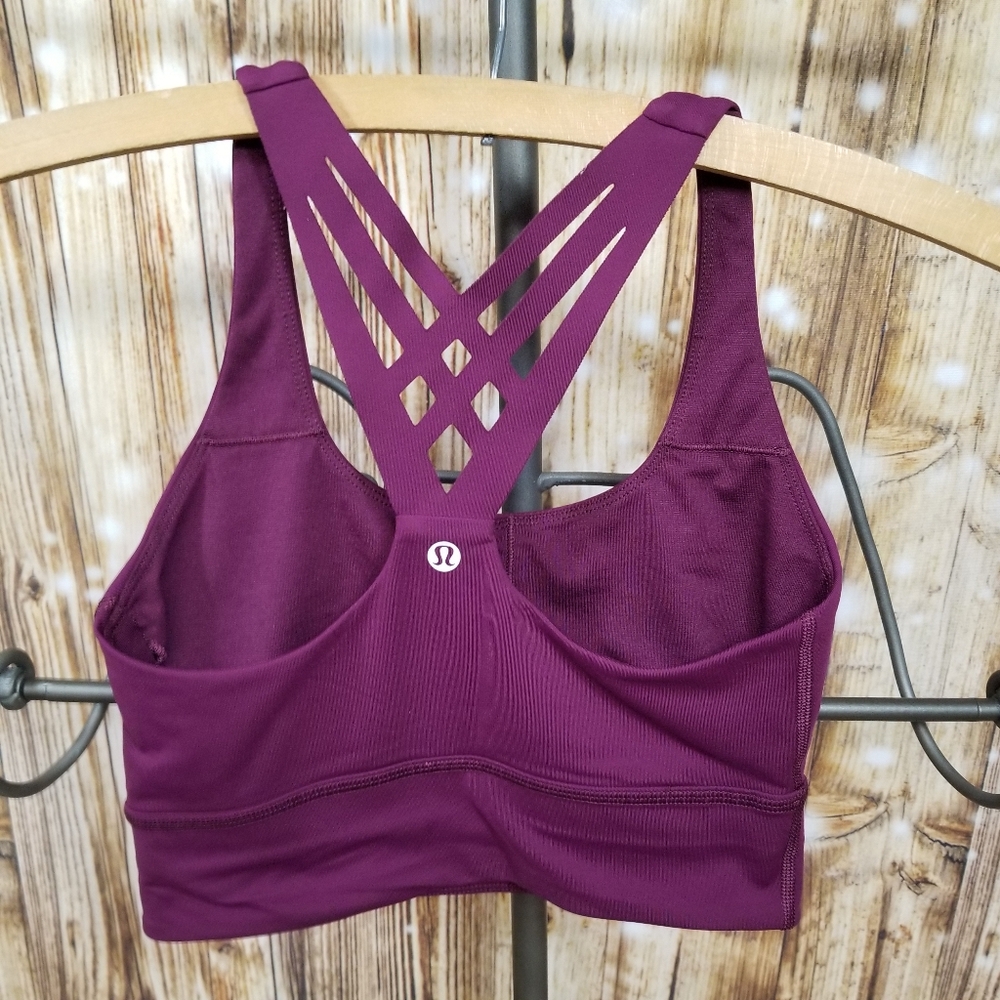 Lululemon FlexyFlex Strappy Longline Chilled Grape Yoga Bra Size 4 - Picture 4 of 8